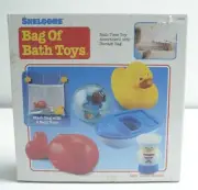 Vintage Shelcore Bag of Bath Toys Duck Whale Boat Sailor 1993 - Open box