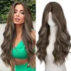 Highlight Wig Middle Part Long Wavy Wig 26 Inches Light Brown Wig For White W...