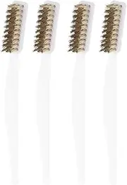 Healeved 4pcs Mini Wire Brush Set,Copper Wire Brush,Brass Wire Brush Rust Remover,Brass Scratch Brush,Cleaning Brush Tool for Cleaning Paint Rust Dirt,Small Brass Steel Wire Toothbrush for Cleaning
