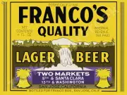 Franco's Quality Lager Beer Label 18" x 24" Metal Sign