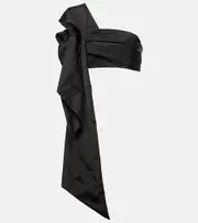 [Simone Rocha] Simone Rocha Floral-appliqué draped crop top AU 6 black