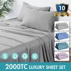 2000TC Single/Double/Queen/King/SK 4 Piece Bed Sheet Set,Flat,Fitted,Pillowcases