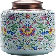 Kitchen Container Beautiful Enameled Loose Leaf Tea Canister Ceramic Double Lid Sealed Canister Large Premium Tea Warehouse For Loose Tea
