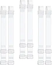 [Quintion Anneao] Clear Bra Straps Invisible Adjustable Bra Strap 3 Pair Transparent Bra Clips Non-Slip Shoulder Strap