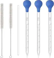 DF DUALFERV 3Pcs Glass Pipettes Droppers, 10ml Graduated Droppers with Rubber Cap, Stir Rod and Cleaning Brush, Transfer Pipettes for Liquid and Essential Oil