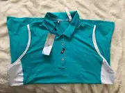 Adidas 3 Stripe Polo Collared Tank Women’s Xl Teal NWT Climacool UPF50