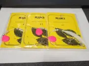 3 NJ Hand Tied English Hook PINK w/WHITE HAIR Fluke/Summer Flounder Rigs