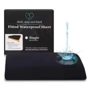 SINGLE Black Waterproof Fitted Sheet as Mattress Protector or Nuru Massage Sheet