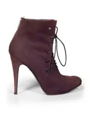 Purple Suede Lace Up Ankle Boots