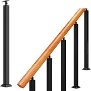 Black Metal Railing Spindles, 1 Pack Stair Balusters Post, 270°Adjustable Brackets Staircase Handrail, Stair Handrail for Family Villas Porch Balcony Banister(Size:100cm)