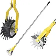 YEELOR Wheel Rotary Edger, Adjustable Length Lawn Edger, Stainless Steel Edger Lawn Tool, Lawn Tool for Manual Edger, Rotary Edger for Sidewalks, Gardens, Driveways and Flower Bed Edging, yellow