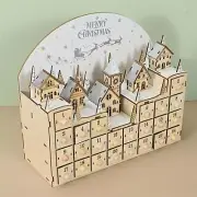 Wooden Advent Calendar 2024 with Drawers DIY LED Lights Christmas Decoration for