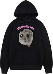 [Generic] Sad Hamster Pullover Tracksuit - Hamster Pattern Pullover Hoodies | Skin Frindly Pullover Hoodie Sweatshirt for Men, Girls, Boys
