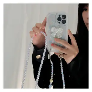 貝殼紋蝴蝶結 掛繩手機殼 斜掛手機殼 適用iPhone OPPO VIVO HUAWEI Xiaomi