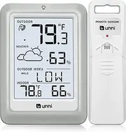 Indoor Outdoor Thermometer Hygrometer Wireless Weather Station, Temperature Humidity Monitor Battery Powered Inside Outside Thermometers with 330ft Range Remote Sensor and Backlight Display