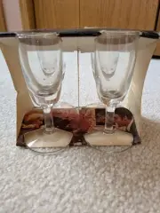 VTG Cordial Glasses Libbey in original package 1oz graphics are so cool/fun