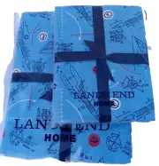 Lands End TWIN Duvet Cover & 2 Pillowcases Rocket Ship Space Blue Flannel