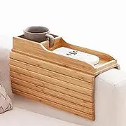 Couch Cup Holder Tray - Foldable Couch Arm Table Cup Holder Sofa Tables,Adjustable, Anti-Slip, Removable for TV Remote, Snacks, Cellphone, Drinks