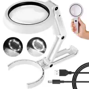 Magnifying Glass With Light And Stand Foldable Handheld Desk Magnifier Dimmable