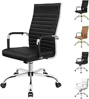 ALFORDSON Office Chair with Height Adjust SGS Listed Gas Lift, PU Leather Padded Seat Computer Gaming Chair, High Back Esmae Black Home Ergonomic Desk Chair with Removable Armrest Cover, Max 150kg