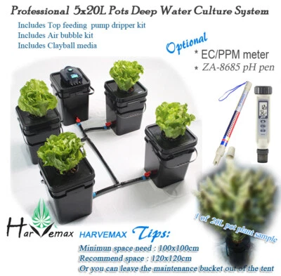 5x20L DWC HYDROPONICS GROWING SYSTEMS DEEP WATER CULTURE FAST GROW KIT