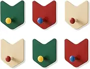 Adhesive Wall Hooks Utility Hook, Cute Key Hooks for Wall Decorative, Colorful Key Holder Wall Mount for Room Dorm Locker Office Kitchen Shower Bathroom Hanging Towel Hat Coat, Set of 6