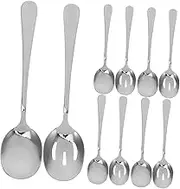 JECOMPRIS Serving Spoons for Parties Banquets 10 Piece Stainless Steel Set Slotted Serving Spoons Dishwasher Safe Elegant Design