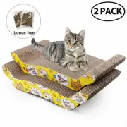 2pcs Cat Scratch Post Cardboard Lounge Scratching Pad Bed Sofa Mat Toy Catnip