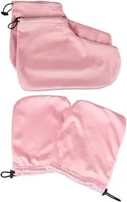 [Healvian] 2-pack Paraffin Wax Therapy Kit Hand Foot Covers Set for Spa/beauty Salons Warm Moisture-proof Pink Gloves Foot Covers