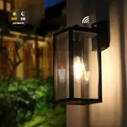 Lertenys Dusk to Dawn Outdoor Wall Light, Outdoor Wall Light with Ambient Light Sensor Rust-Resistant Wall Light with Clear Glass Shade, Matte Black