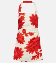 [SIR] SIR Floral ruched linen minidress AU 6 white