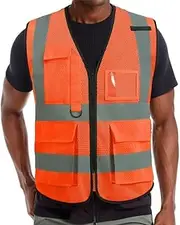 IDOU Hi-Vis Safety Vest for All - Reflective Work Vest with High Visibility Strips for Road Crews & Outdoor