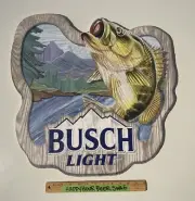 New Busch Light Trout Fishing Beer Bar Wood Full Color Vibrant Tacker Sign