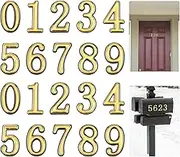 20pcs 2 Inch Mailbox Numbers for Outside, 0-9 Gold Mailbox Numbers Self Adhesive Door Address Numbers Stickers for Mailbox Apartment House Room Office Trash Bins