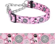 haoyueer Martingale Dog Collar - Stainless Steel Chain, No Pull Training Collar with Flower Design for Large Medium Small Dogs (7, M)