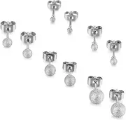 [Krstudent] Titanium Earrings Studs,Ear Piercing Stud Earrings Set Ball stud Earring for Women Girls Men 2.5mm/3mm/4mm/5mm/6mm