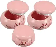 OATIPHO 3pcs Refillable Ceramic Jars Portable Mini Lipstick and Blush Containers Small Round Empty Sample Pots for Creams and Lotions for Travel and Daily Use