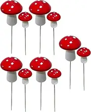 yuksok 10Pcs Miniature Statue Figurine Mushroom Garden Stakes Decorative Mushroom Plant Sticks for Lawn Christmas Farmhouse Festival