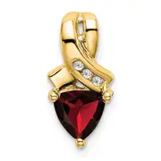 14K Yellow Gold Trillion Garnet and Real Diamond Pendant