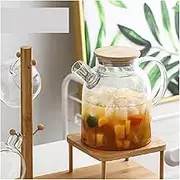 teapot Glass Kettle Water Jug Heat-Resistant Teapots with Wood Cover Household Transparent Juice Container Chinese teapot KeYJ