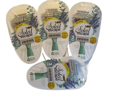 BIC SOLEIL ESCAPE 4 PACK RAZORS, 3 BLADES SCENTED LAVENDER EUCALYPTUS