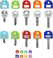 16 pcs Key Color Caps Covers Tags,Key Ring Tags,Durable Silicone Key Tags Identifiers,Color Coded Key Chain Tags with Ring and Label Window for 0.9-1.05 Inch Standard Keys
