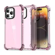 iPhone 15 Pro Max Shockproof Case Cover - Drop-Resistant, Premium Quality, Comfortable Grip, Long-Lasting, Lightweight - Clear Pink
