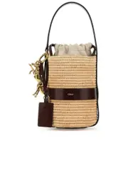 Chloé Twotone Raffia And Leather Kerala Bucket Bag