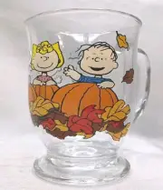 PEANUTS Worldwide LLC Great Pumpkin Charlie Brown Glass Mug Cup 16oz Rare