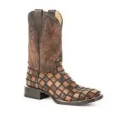 New! Men's Stetson 'BLAZE' BROWN WESTERN COWBOY BOOTS Square toe Size 8 9 12 D