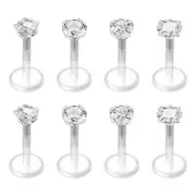 QWALIT 16G Clear Lip Rings Studs Plastic Medusa Labret Piercing Jewelry Push ...