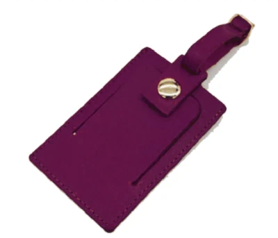 cow Leather travel luggage baggage ID name card tag case holder bag purple 837