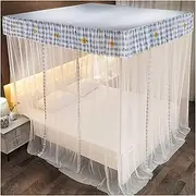 Three-Door Mosquito net with Bed Curtain e Bed Canopy Various Sizes Simple Four-Corner shed Column Installation (Color : A, Size : 1.2 * 2.0m)