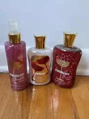 Bath & Body Works Strawberry Sparkler Shimmer Mist , Lotion & Shower Gel Actual